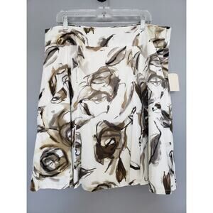 NEW Coldwater Creek Petite XL Painted FLoral Flare Skrit XL Petite 18 grays fall